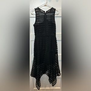 Adelyn Rae black midi dress with sculpted skirt